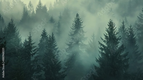 pine forest shrouded in beautiful mist © putri syakilla