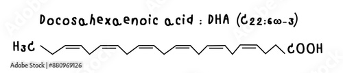 molecular structure of fatty acid DHA illustration