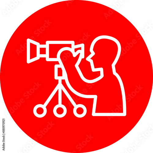 Camera Operator Vector Line White Circle Red