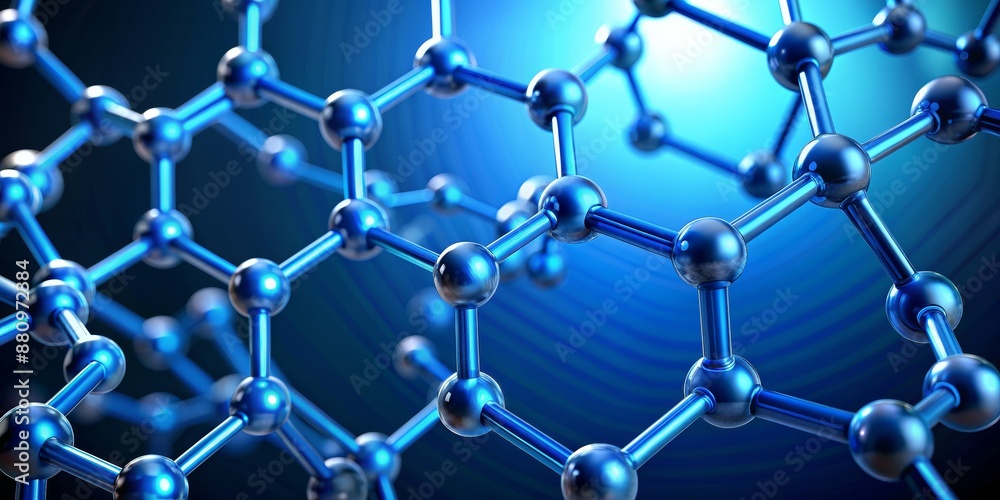 3D Rendered Blue Molecule Structure, 3D Rendering, Molecular Model, Chemistry, Science 3D Rendered Blue Molecule Structure, 3D Rendering, Molecular Model, Chemistry, Science