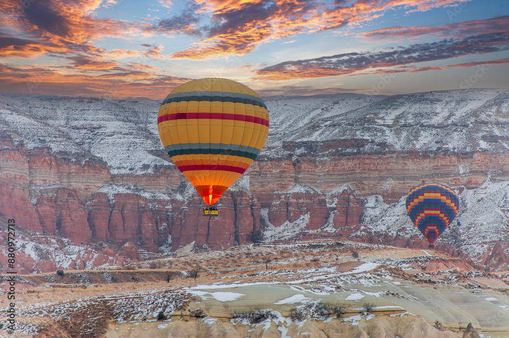 The hot air balloons are getting ready for taking off in Cappadocia