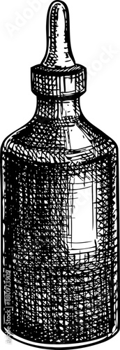 Apothecary bottle sketch. Witchcraft vector illustration. Vintage Halloween icon