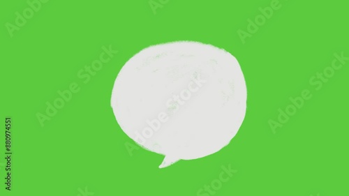 set of five animated speech bubbles on green screen, five speech cloud animation, text bubbles animated