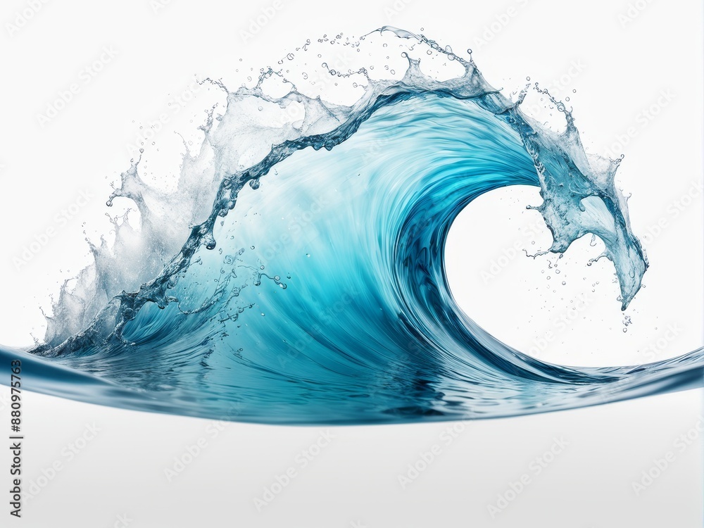 water splash, wave on white background, realistic, textured
