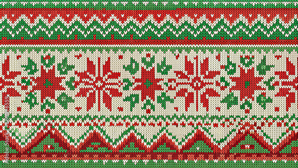 Vibrant vector illustration of Scandinavian-inspired knitted elements and borders featuring sweater ornaments in red, green, and cream, perfect for Christmas and winter designs. Vibrant vector illustration of Scandinavian-inspired knitted elements and borders featuring sweater ornaments in red, green, and cream, perfect for Christmas and winter designs.