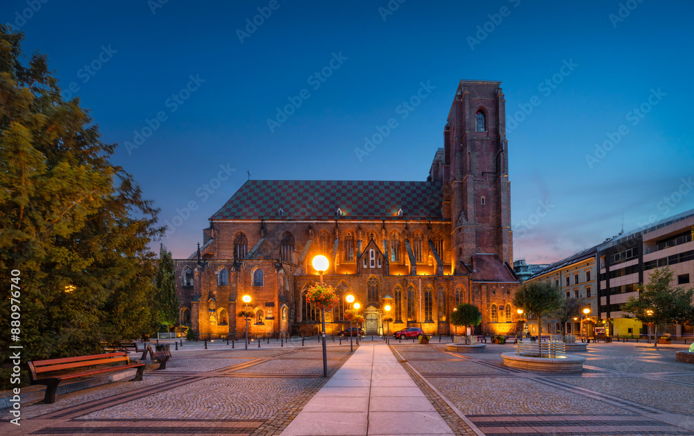 Wroclaw, Poland. View of Cathedral of St. Mary Magdalene at dusk