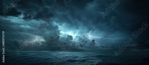 Dark Stormy Seascape with Lightning