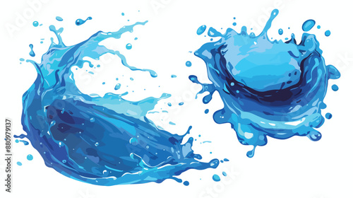 Blue vector water splash isolated over white. Liquid