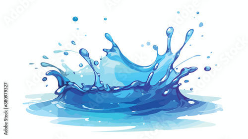 Blue vector water splash isolated over white. Liquid