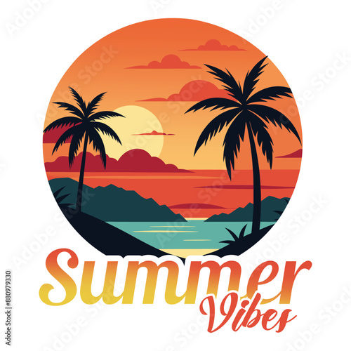 "Summer Vibes T-Shirt Design: Fun and Relaxed Graphic"
