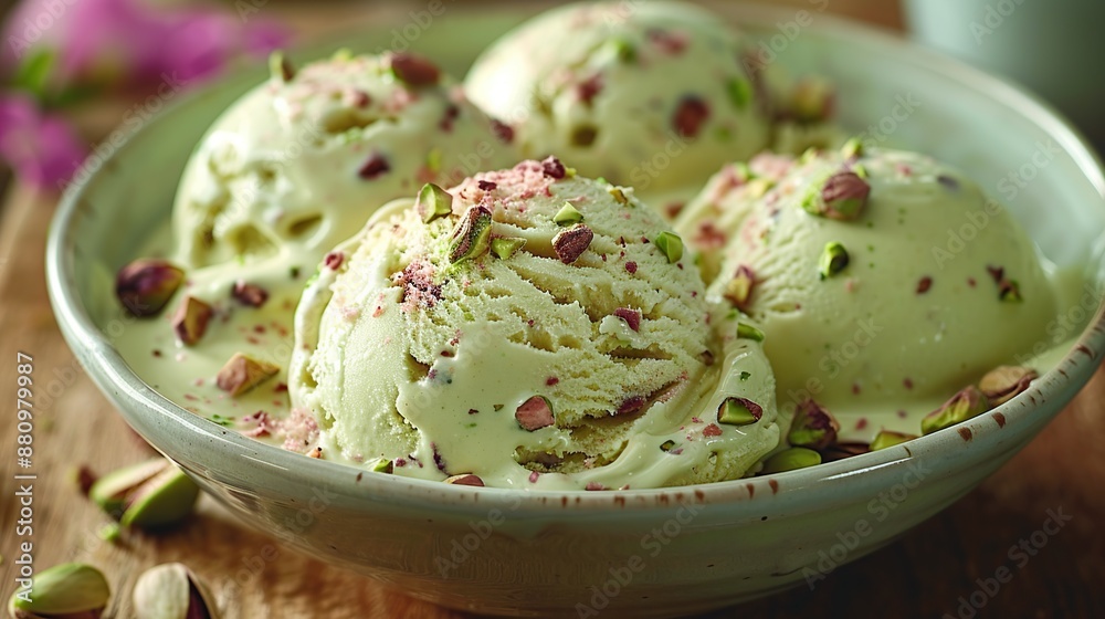 Pistachio Ice Cream with Crushed Rose Petals Pistachio Ice Cream with Crushed Rose Petals