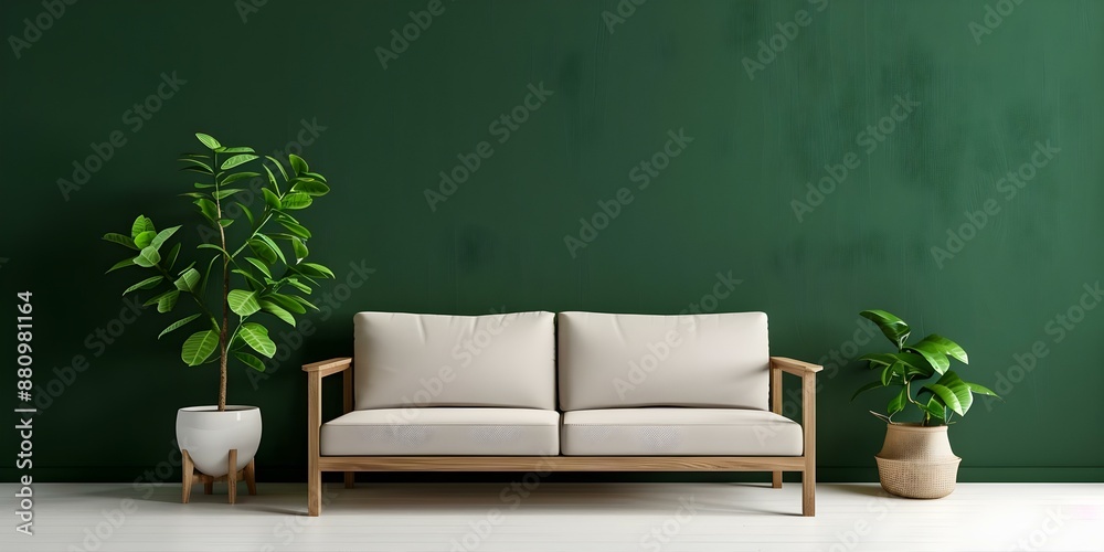 Green-themed minimalist living room with wooden furniture, plants, and space for text. Concept Green Living Room, Minimalist Decor, Wooden Furniture, Plant Aesthetic, Space for Text Green-themed minimalist living room with wooden furniture, plants, and space for text. Concept Green Living Room, Minimalist Decor, Wooden Furniture, Plant Aesthetic, Space for Text