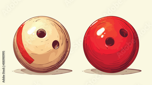 Bowling ball and skittle vector sketch icon isolated