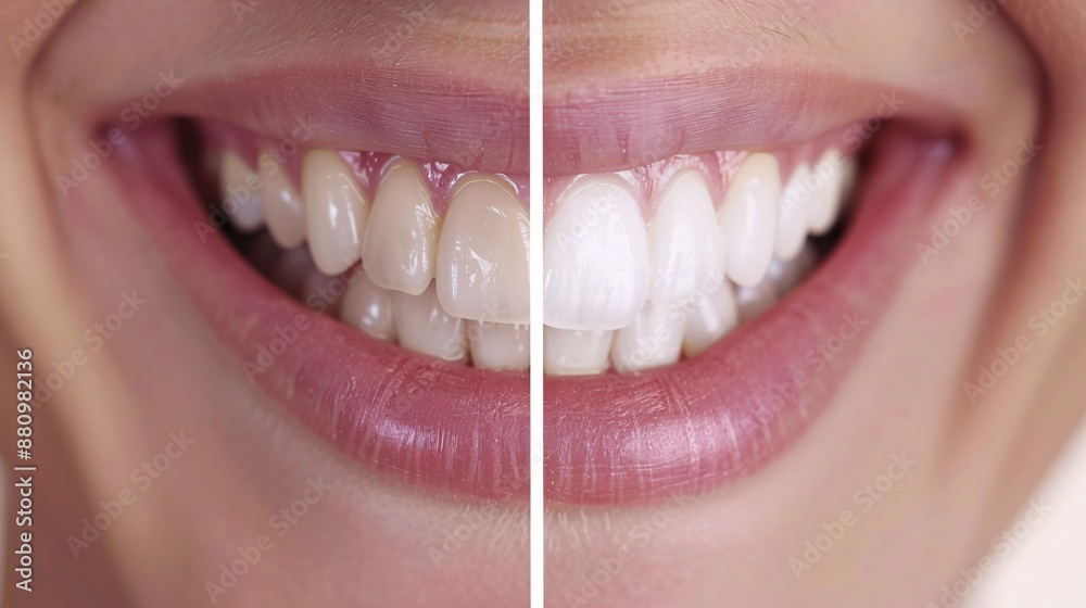 Fototapeta premium Transformative teeth whitening before and after visuals showcasing radiant smiles