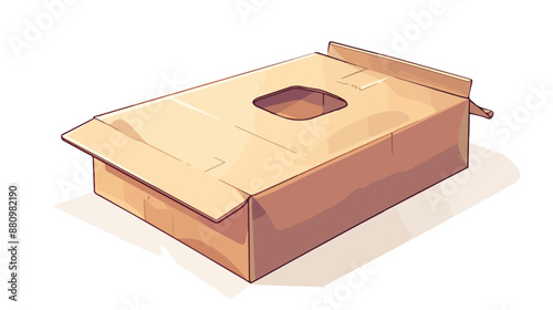 Box with handle. Cardboard package realistic pack
