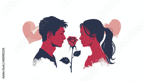 boy and girl slogan with red rose graphic illustration