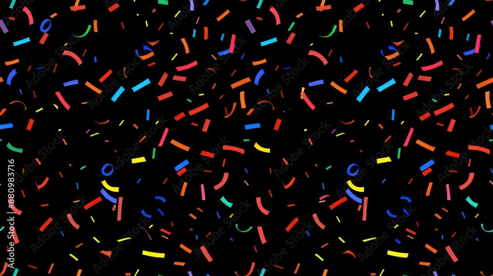 Colorful Confetti Falling on a Black Background Colorful Confetti Falling on a Black Background