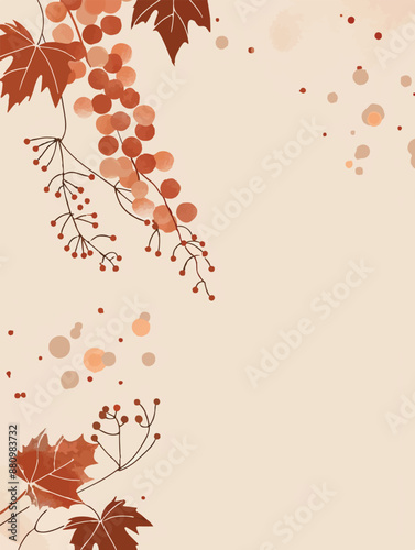 Collection of abstract wine-themed autumn illustrations, perfect for wine festivals and seasonal posters. Includes various frames for text with vibrant colors and intricate designs.