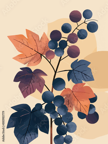 Collection of abstract wine-themed autumn illustrations, perfect for wine festivals and seasonal posters. Includes various frames for text with vibrant colors and intricate designs.
