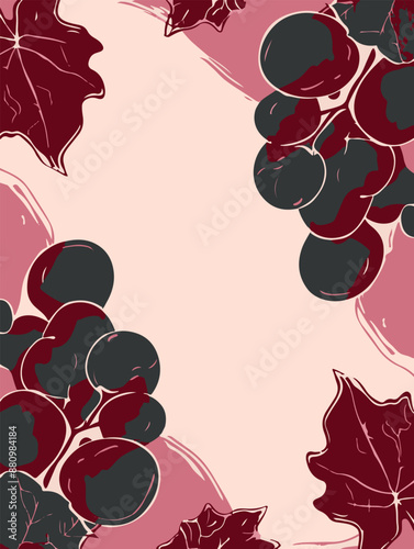 Collection of abstract wine-themed autumn illustrations, perfect for wine festivals and seasonal posters. Includes various frames for text with vibrant colors and intricate designs.