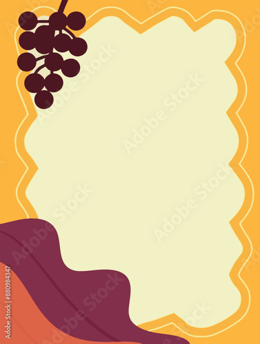 Collection of abstract wine-themed autumn illustrations, perfect for wine festivals and seasonal posters. Includes various frames for text with vibrant colors and intricate designs.
