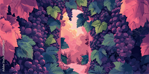 Collection of abstract wine-themed autumn illustrations, perfect for wine festivals and seasonal posters. Includes various frames for text with vibrant colors and intricate designs.
