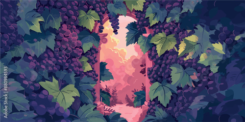 Collection of abstract wine-themed autumn illustrations, perfect for wine festivals and seasonal posters. Includes various frames for text with vibrant colors and intricate designs.