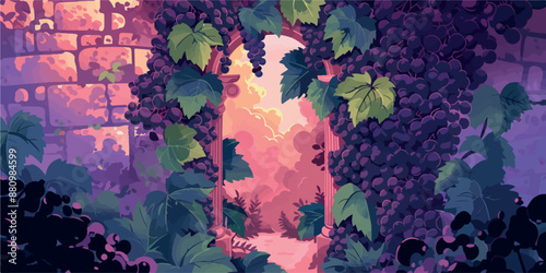 Collection of abstract wine-themed autumn illustrations, perfect for wine festivals and seasonal posters. Includes various frames for text with vibrant colors and intricate designs.