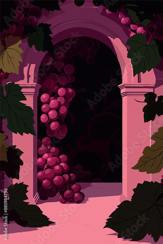 Collection of abstract wine-themed autumn illustrations, perfect for wine festivals and seasonal posters. Includes various frames for text with vibrant colors and intricate designs.
