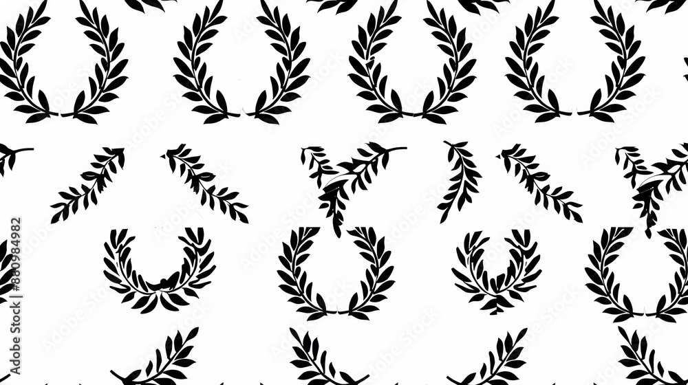 Black and White Laurel Wreath Pattern
