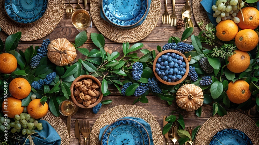 jewish holiday hanukkah celebration concept top view chanukah table setting jewish holiday hanukkah celebration concept top view chanukah table setting