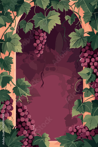 Collection of abstract wine-themed autumn illustrations, perfect for wine festivals and seasonal posters. Includes various frames for text with vibrant colors and intricate designs.