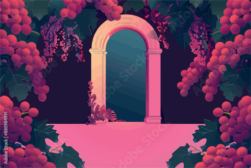 Collection of abstract wine-themed autumn illustrations, perfect for wine festivals and seasonal posters. Includes various frames for text with vibrant colors and intricate designs.