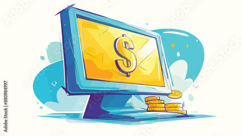 Browser window with dollar sign sketch icon for web mobile