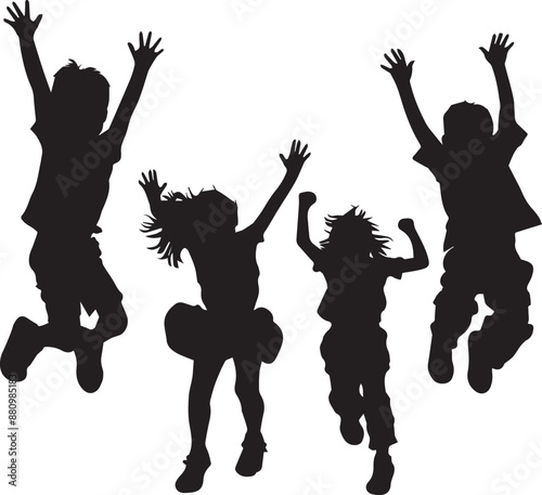 Silhouettes of jumping girl