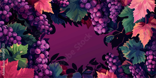 Collection of abstract wine-themed autumn illustrations, perfect for wine festivals and seasonal posters. Includes various frames for text with vibrant colors and intricate designs.