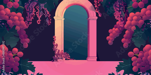 Collection of abstract wine-themed autumn illustrations, perfect for wine festivals and seasonal posters. Includes various frames for text with vibrant colors and intricate designs.