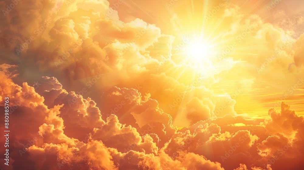 Golden Hour Sky with Clouds and Sun Golden Hour Sky with Clouds and Sun