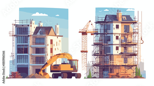 Buildings reconstruction metaphors. Old exterior mode