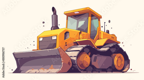 Bulldozer line icon. flat vector style isolated 