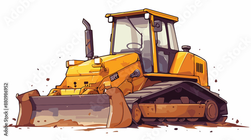 Bulldozer line icon. flat vector style isolated 
