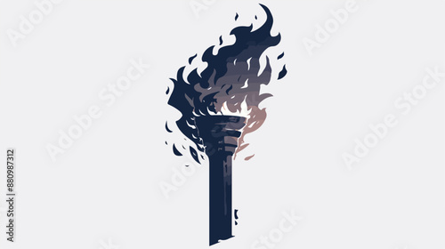 Burning olympic torch line icon for web mobile