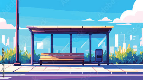 Bus stop. Urban public transport concept. Empty stop