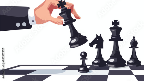 Business checkmate strategy vector concept with hand