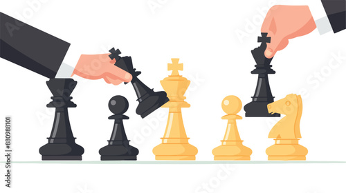 Business checkmate strategy vector concept with hand