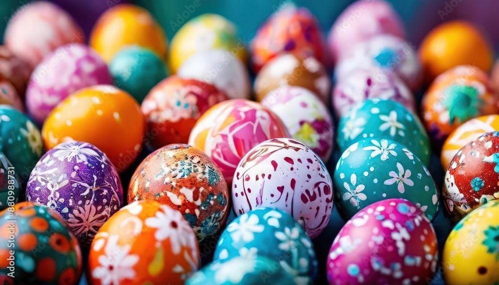 A Box of Festively Decorated Easter Eggs. A Box of Festively Decorated Easter Eggs.