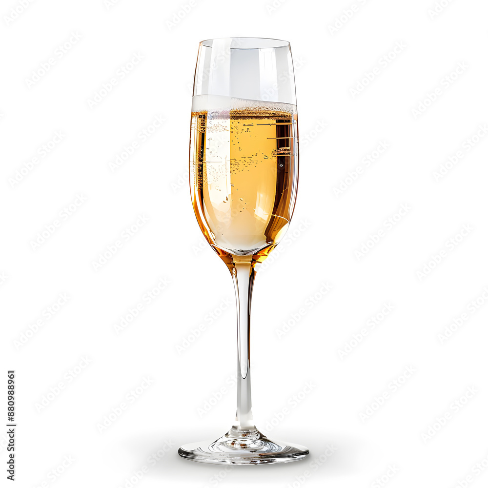 Side view champagne glass isolated on white background