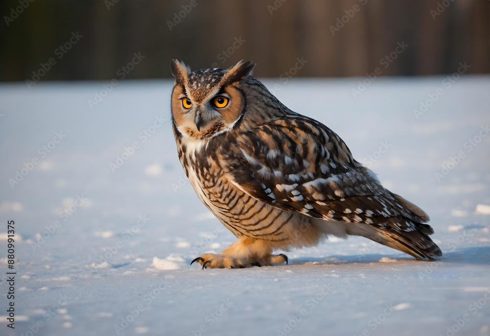 Obraz premium Majestic Snowy Owl in a Winter Field