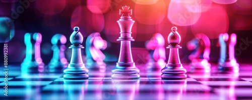 Chess pieces on a board