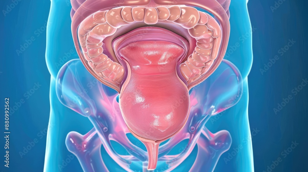 3D Illustration Of The Human Prostate Gland With Surrounding Anatomy 